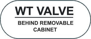 WT valve behind removable cabinet