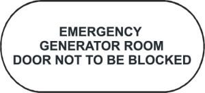 Emergency gen.room - door not to be blocked